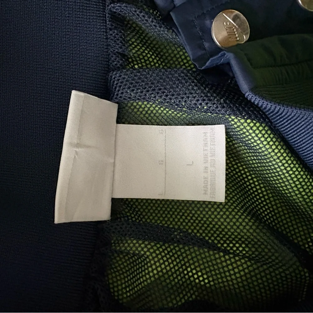 NIKE x SACAI sz L Windrunner Skirt Navy Blue Green Volt #717221 Nikelab